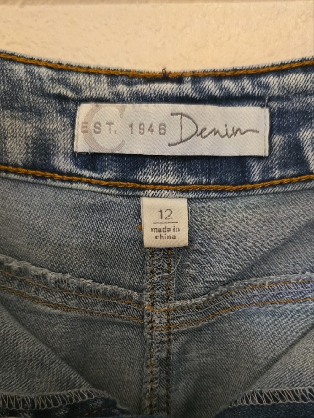C Est 1946 Classic Light Wash Denim Midi Skirt - Picture 3 of 4